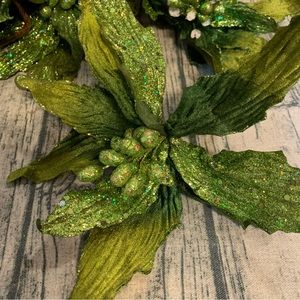 Floral Flowers Green Brown Lot Christmas Crafting Craft Glitter Wreath Tree